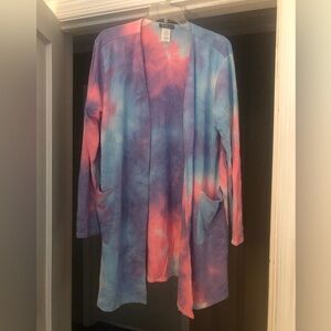 NWOT HEIMISH USA Pastel Tie Dye Open Front Cardigan